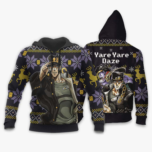Divesart - Jotaro Kujo Brutto Natale maglione e felpa con cappuccio Yare Yare Daze Regali di Natale Anime personalizzati di JoJo