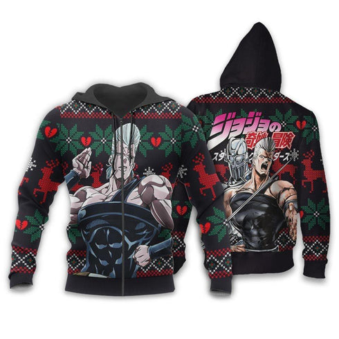 Divesart - Jean Pierre Polnareff brutto Natale maglione e felpa con cappuccio personalizzato Bizzare Adventure Anime regali di Natale di JoJo