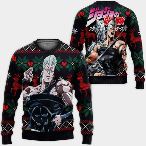 Divesart - Jean Pierre Polnareff brutto Natale maglione e felpa con cappuccio personalizzato Bizzare Adventure Anime regali di Natale di JoJo