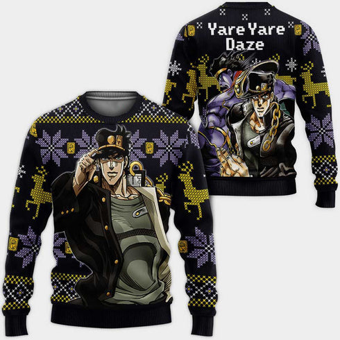 Divesart - Jotaro Kujo Brutto Natale maglione e felpa con cappuccio Yare Yare Daze Regali di Natale Anime personalizzati di JoJo