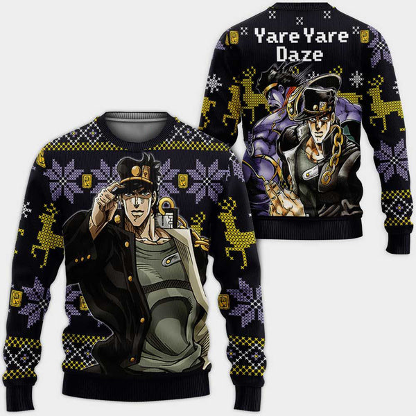 Divesart - Jotaro Kujo Brutto Natale maglione e felpa con cappuccio Yare Yare Daze Regali di Natale Anime personalizzati di JoJo