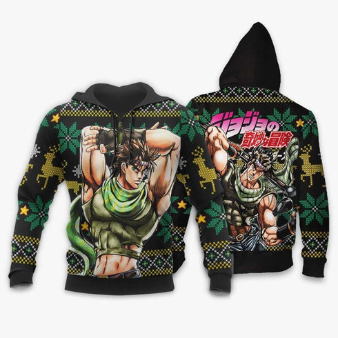 Diivesart - Joseph Joestar brutto Natale maglione e felpa con cappuccio personalizzato bizzarro avventura Anime regali di Natale di JoJo