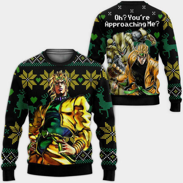 DivesArt - DIO Brando Ugly Christmas tröja och hoodie anpassade Oh du närmar mig Anime Jojo's Xmas gåvor