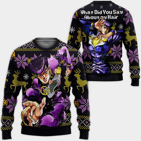 DiveSart - Josuke Higashikata Ugly Christmas Pull et sweat à capuche Anime personnalisé Jojo's Bizzare Adventure de Noël