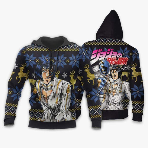 Divesart - Bruno Bucciarati Brutto Natale maglione e felpa con cappuccio Custom Anime Jojo's Bizzare Adventure Regali di Natale