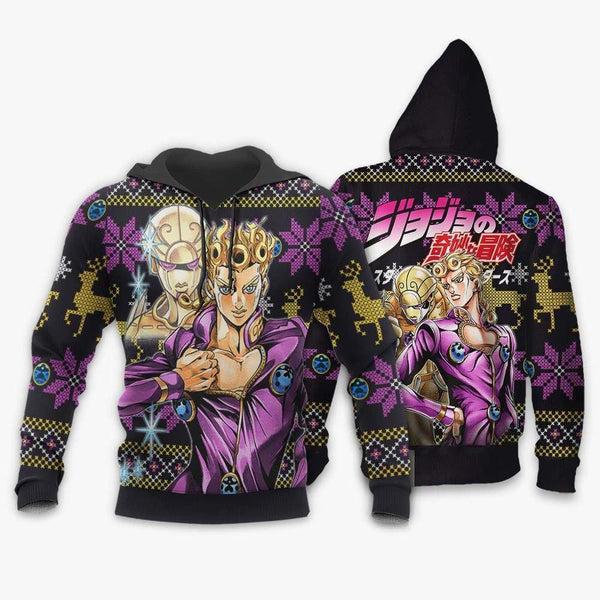 Divesart - Giorno Giovanna Weihnachtspullover und Hoodie Custom Anime Jojos Bizzare Adventure Weihnachtsgeschenke