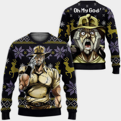 Diivesart - Joseph Joestar brutto Natale maglione e felpa con cappuccio Bizarre Adventure Xmas Gifts Anime Jojo personalizzato