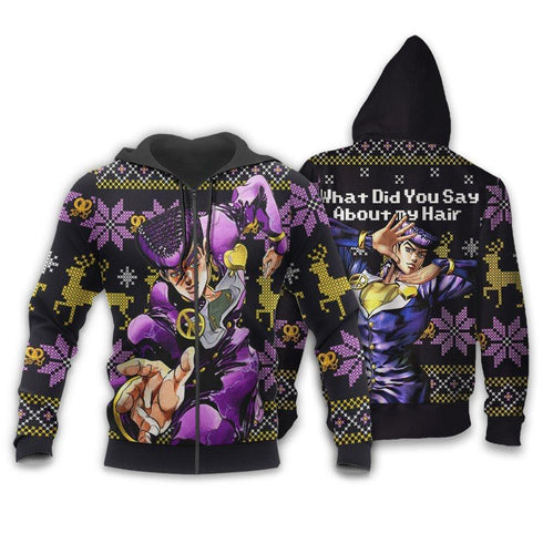 DiveSart - Josuke Higashikata Ugly Christmas Pull et sweat à capuche Anime personnalisé Jojo's Bizzare Adventure de Noël