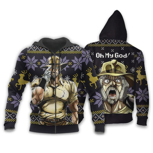 Diivesart - Joseph Joestar brutto Natale maglione e felpa con cappuccio Bizarre Adventure Xmas Gifts Anime Jojo personalizzato