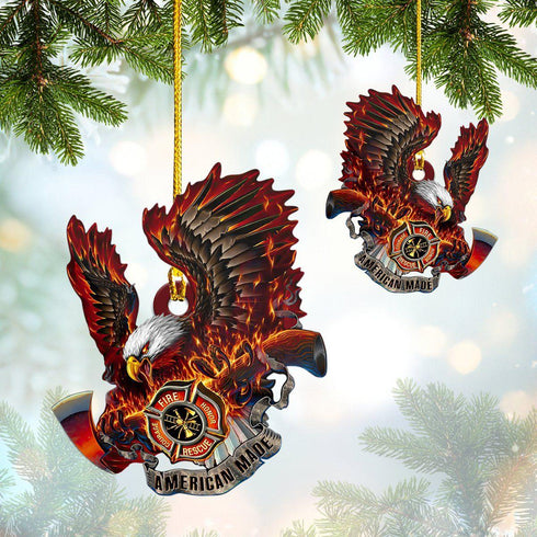 giftngon - Personalized Firefighter Eagle Christmas Ornament | Custom Shaped Ornament New V2