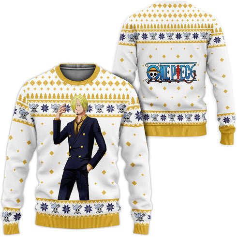 DiveSart - Pull de Noël laid Luffy drôle et sweat à capuche personnalisé One Piece Anime Gifts de Noël