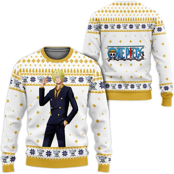 DiveSart - Pull de Noël laid Luffy drôle et sweat à capuche personnalisé One Piece Anime Gifts de Noël