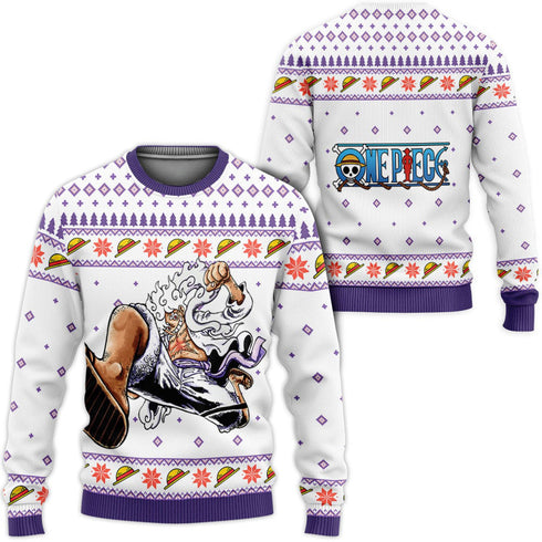 DivesArt - Rolig Luffy Ugly Christmas Sweater och Hoodie Custom One Piece Anime Xmas Presenter