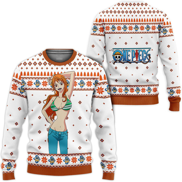 DiveSart - Pull de Noël laid Luffy drôle et sweat à capuche personnalisé One Piece Anime Gifts de Noël