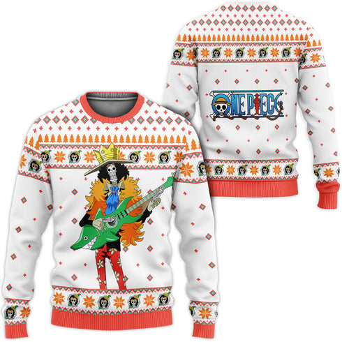 Divesart - Divertente maglione di Natale brutto Rufy e felpa con cappuccio personalizzato One Piece Anime Xmas Gifts