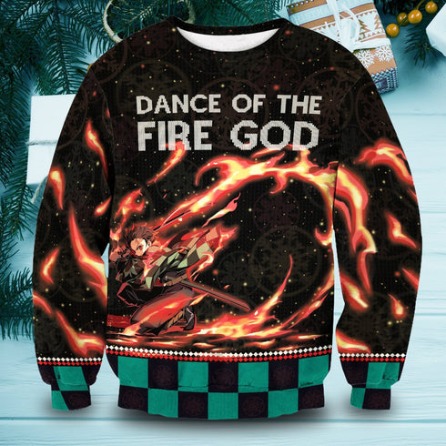 Divesart - Maglione di lana unisex Dance Of The Fire God - Brutto maglione natalizio