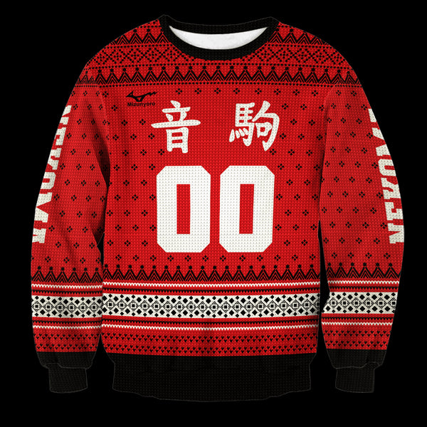Divesart - Gepersonaliseerde Team Nekoma Christmas Unisex Wool Sweater - Ugly Christmas Sweater
