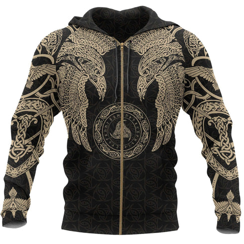 Viking Munin - Tattoo Style Hoodie Version 3.0 - OwlsMatrix HOOD02NGA180121