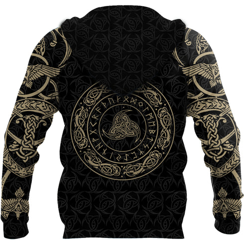 Viking Munin - Tattoo Style Hoodie Version 3.0 - OwlsMatrix HOOD02NGA180121