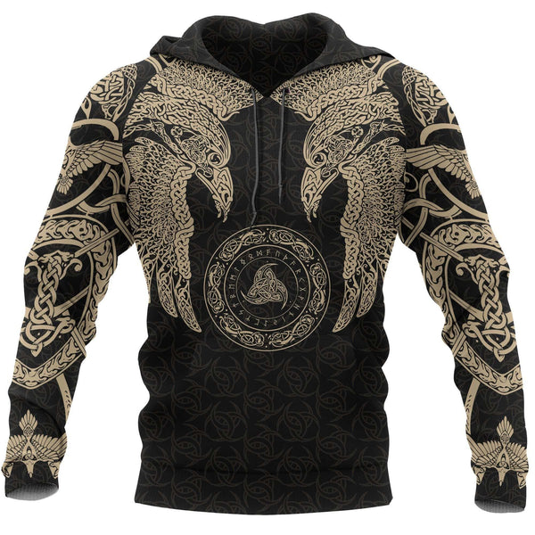 Viking Munin - Tattoo Style Hoodie Version 3.0 - OwlsMatrix HOOD02NGA180121