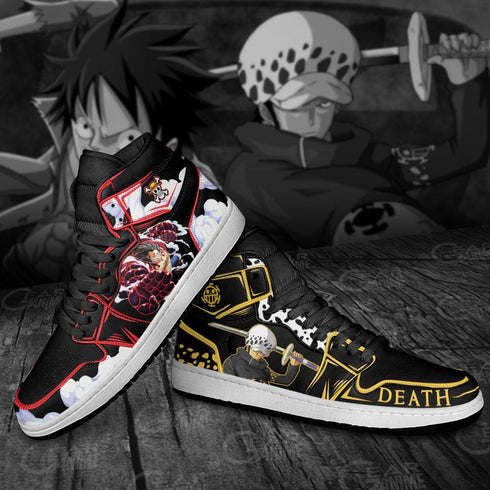 Luffy and Trafalgar Law Sneakers Custom OP Anime Shoes Friend Gifts