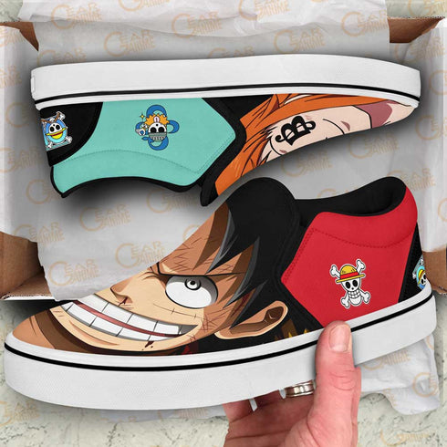 Nami and Luffy Slip On Sneakers Custom Anime OP Shoes