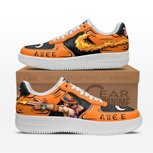 PORTGAS D ACE Air Sneakers Custom Fire Anime OP Schuhe