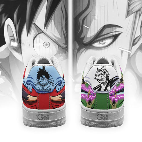 Luffy and Zoro Air Sneakers Custom Wano Arc Haki OP Shoes