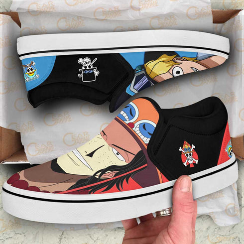 Sabo and Portgas Ace Slip On Sneakers Custom Anime OP Shoes