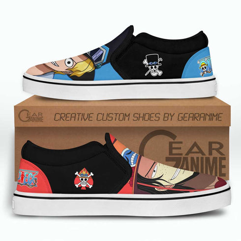 Sabo and Portgas Ace Slip On Sneakers Custom Anime OP Shoes