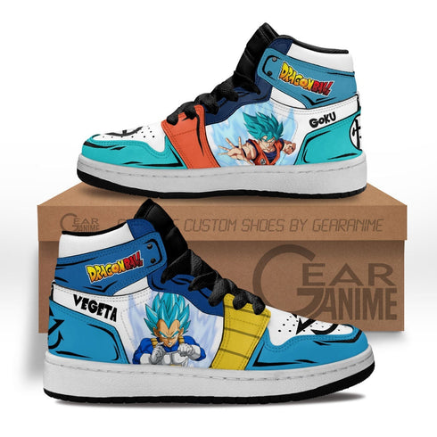Goku Blue and Vegeta Blue Kids Sneakers Custom Anime DB Shoes For Kids