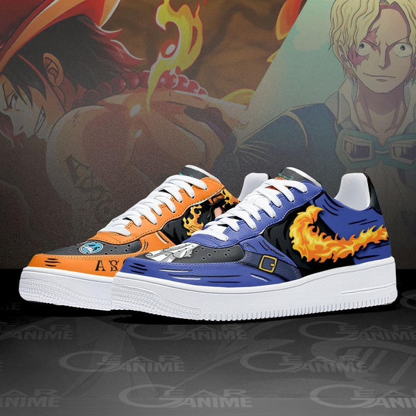 Portgas Ace and Sabo Air Sneakers Custom Mera Mera OP Anime Shoes