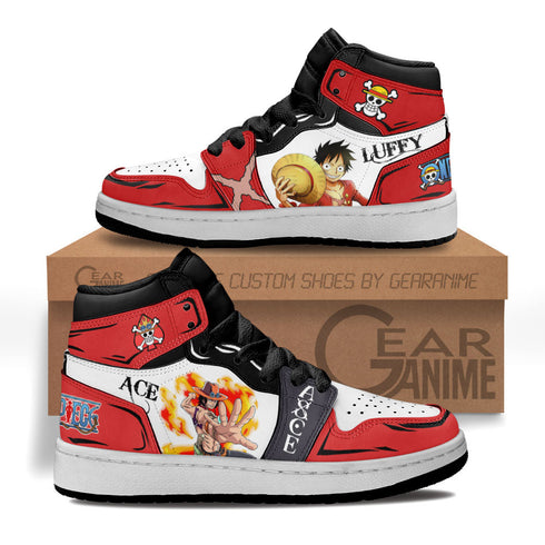 Ace and Luffy Kids Sneakers Custom Anime OP Shoes For Kids