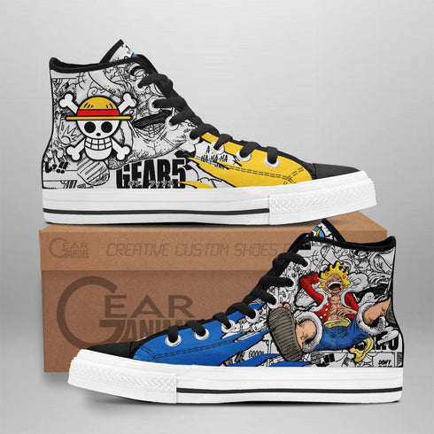 Ruffy Gear 5 High Top Shoes Custom Nika Joy Boy Op Anime Sneakers
