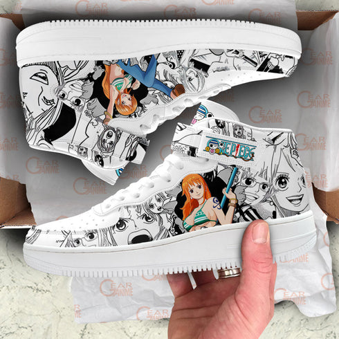 Nami Sneakers Air Mid OP Custom Anime Shoes Mix Manga