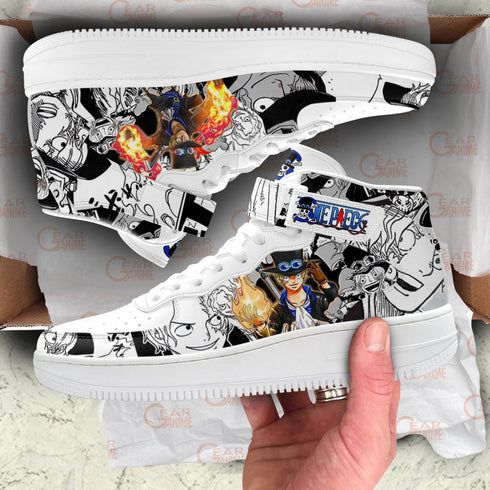 Sabo Sneakers Air Mid OP Custom Anime Shoes Mix Manga