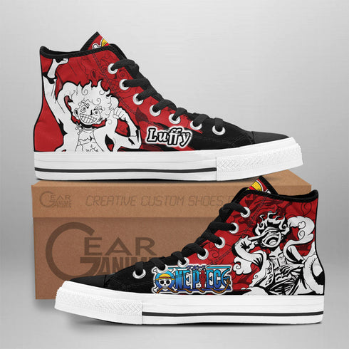 Ruffy Gear 5 High Top Shoes OP Custom Anime Sneakers Mix Manga