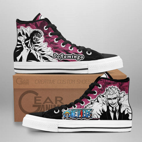 Donquixote Doflamingo High Top Shoes OP Custom Anime Sneakers Mix Manga