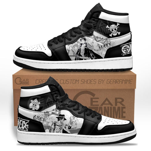 Luffy and Ace Sneakers Custom OP Shoes Manga Style