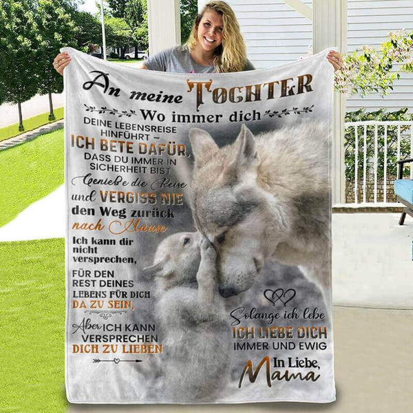 Divesart - Decke von Mutter zu Tochter - "Flauschiger kleiner Wolf"