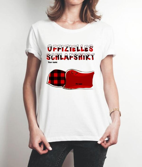 Personlig katt och hund Xmas tema officiell sömnskjorta - Julklapp till Pet Lover - Customizable T-shirt