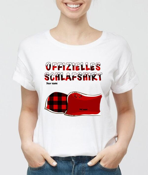 Personlig katt och hund Xmas tema officiell sömnskjorta - Julklapp till Pet Lover - Customizable T-shirt