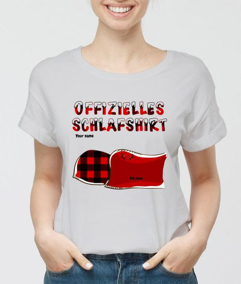 Personlig katt och hund Xmas tema officiell sömnskjorta - Julklapp till Pet Lover - Customizable T-shirt