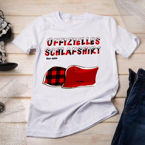 Personlig katt och hund Xmas tema officiell sömnskjorta - Julklapp till Pet Lover - Customizable T-shirt