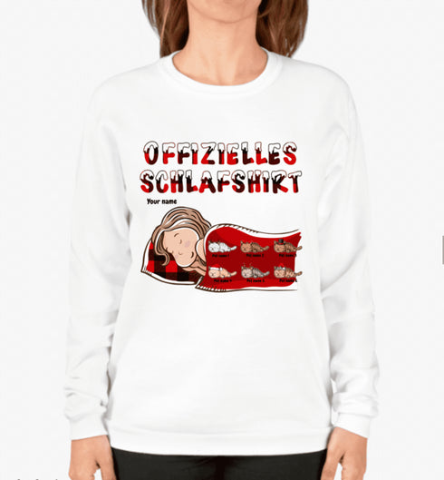 Personlig katt och hund Xmas tema Unisex T-shirt Officiell sömnskjorta - Julklapp till Pet Lover - Anpassad hoodie