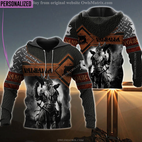 Viking Warrior And Odin Valhalla Limited Custom - Hoodie - Owls Matrix