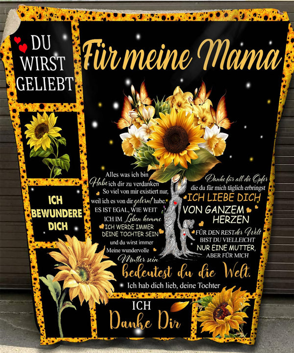"An meine Mama" Decke - Sonnenblume