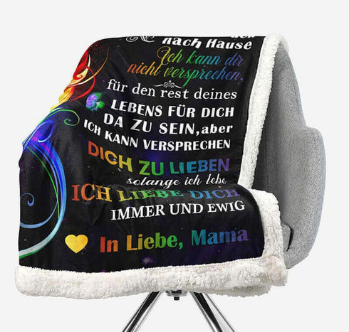 Divesart - Decke von Mutter zu Tochter - "Regenbogenfedern"