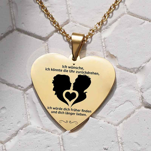 Zeit zurück - Herzanhänger graviert für einen geliebten Menschen