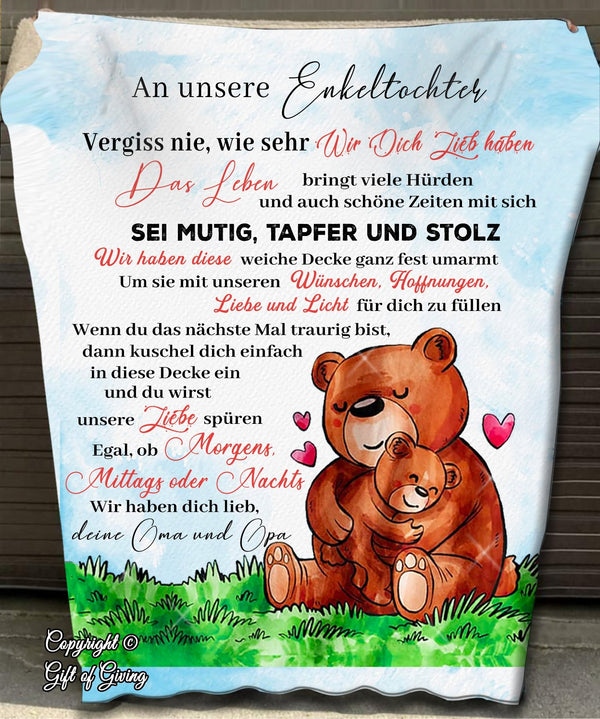 "An unsere Enkeltochter" Decke - Bär